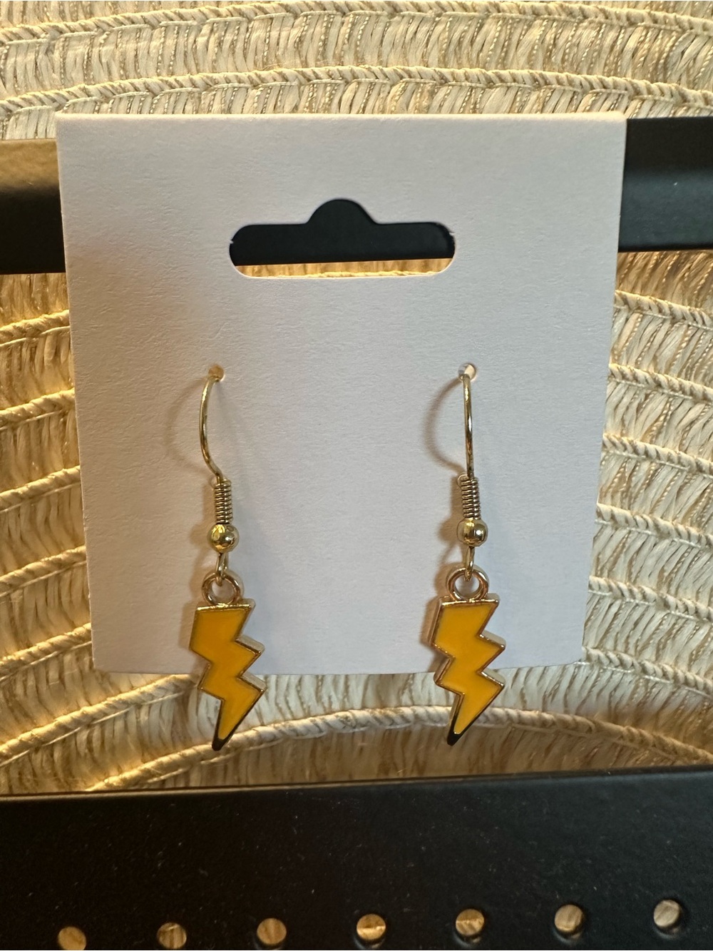 Yellow Lightning Bolt Dangle Earrings